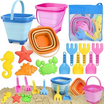 Kids Beach Sand Toys Collapsible Castle Bucket Shovel Mold Set