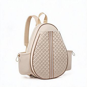 Quilted Water-Resistant Tennis Sling Backpack, Lightweight Crossbody Racket Bag Fits 2 Tennis