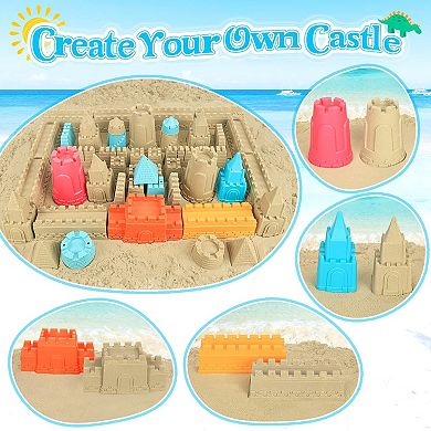 22-piece Collapsible Beach Sand Bucket Shovels Set Mesh Bag Castle Kit Kids 3-10