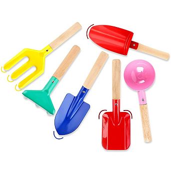 Metal Garden Tools Wooden Handle Rake Shovel Spoon Set