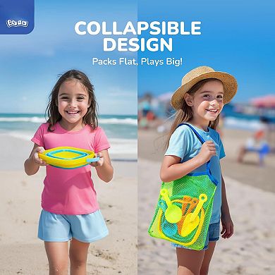 Collapsible Beach Toys Sand Buckets Shovels Mesh Bag Sandbox Kids