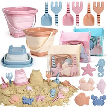 Beach Toys Sand Buckets Molds Mesh Bag Kids Sandbox