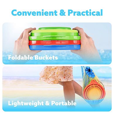 Foldable Pail Bucket With Shovels & Mesh Bag