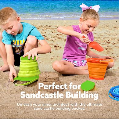 Foldable Pail Bucket With Shovels & Mesh Bag