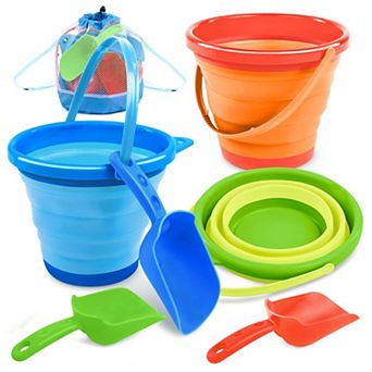 Foldable Pail Bucket With Shovels & Mesh Bag