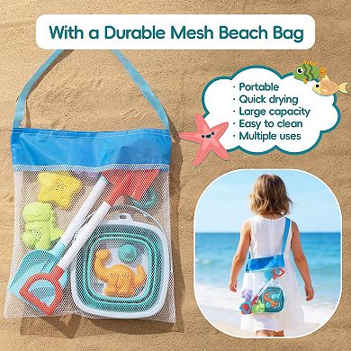 Beach Sand Toys Set Bucket Shovel Rake Sandcastle Kit