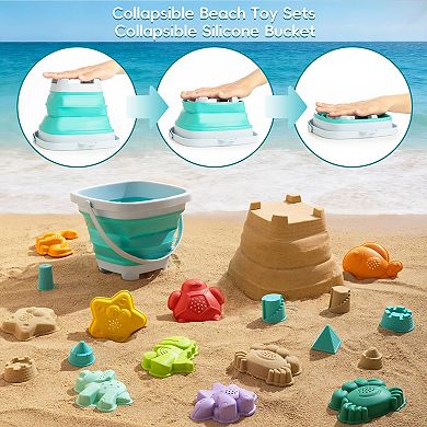 Beach Sand Toys Set Bucket Shovel Rake Sandcastle Kit