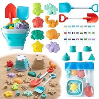 Beach Sand Toys Set Bucket Shovel Rake Sandcastle Kit