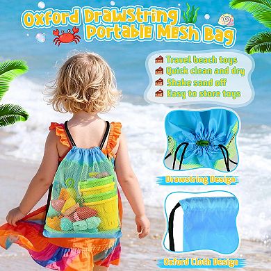 34-piece Beach Sand Castle Toys Bucket Shovel Set Mesh Bag