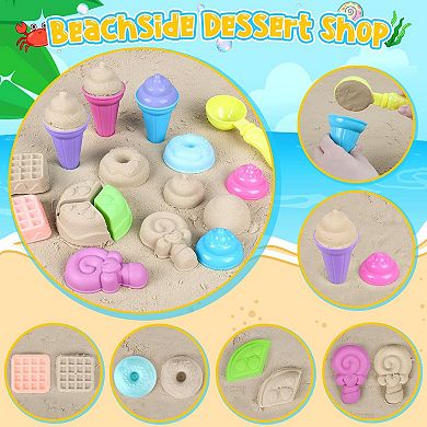 34-piece Beach Sand Castle Toys Bucket Shovel Set Mesh Bag