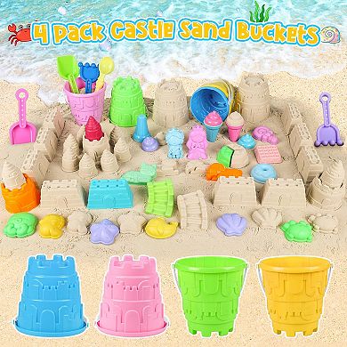 34-piece Beach Sand Castle Toys Bucket Shovel Set Mesh Bag