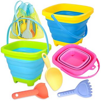 Collapsible Beach Sand Bucket Set With Shovels