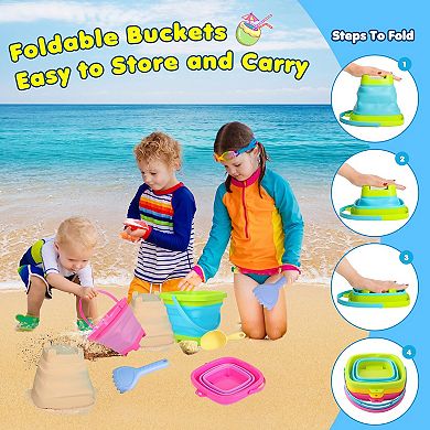 Collapsible Beach Sand Bucket Set With Shovels