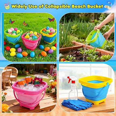 Collapsible Beach Sand Bucket Set With Shovels