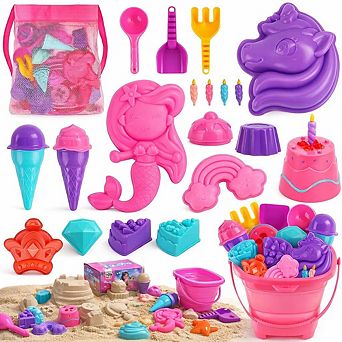 Kids Beach Sand Toys Bucket Shovel Castle Molds Set