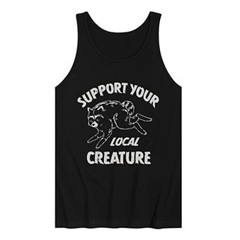 Men's "Support Your Local Creature" Jimothy the Raccoon Graphic Tank Top