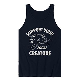 Men's "Support Your Local Creature" Jimothy the Raccoon Graphic Tank Top