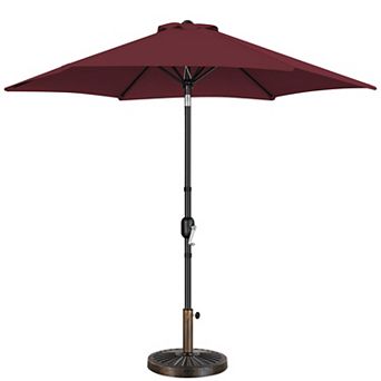 9FT Patio Umbrella Heavy Duty Base Tilt Crank UV Waterproof