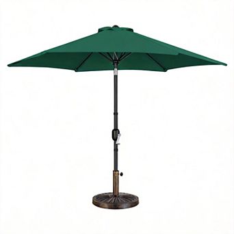 9FT Patio Umbrella Heavy Duty Base Tilt Crank UV Waterproof