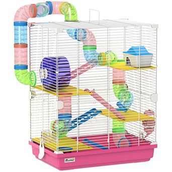 PawHut 18inch 5 tier Hamster Cage with Wheel and Water Bottle