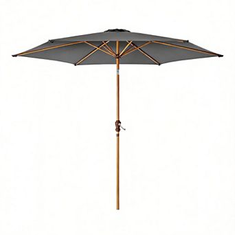 10ft Market Umbrella Woodgrain Tilt Crank Outdoor Shade