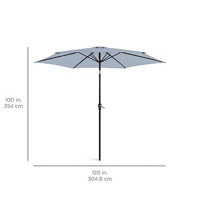 10ft Outdoor Patio Umbrella Table Market Tilt Crank 8 Ribs