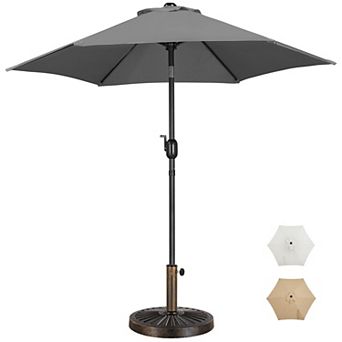 7.5FT Patio Umbrella Outdoor Heavy Duty Base Tilt Crank UV Waterproof