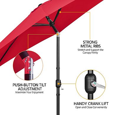 10ft Patio Umbrella Heavy Duty Base Tilt Crank UV Waterproof Outdoor