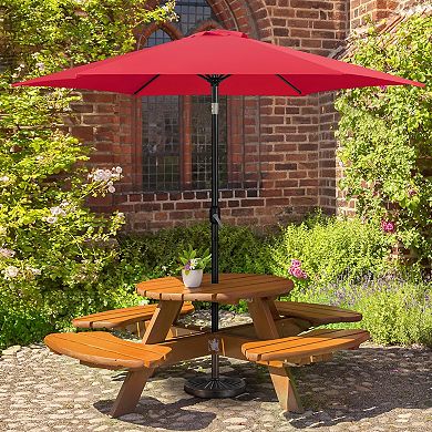 10ft Patio Umbrella Heavy Duty Base Tilt Crank UV Waterproof Outdoor