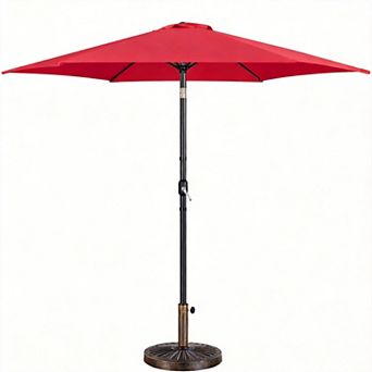 10ft Patio Umbrella Heavy Duty Base Tilt Crank UV Waterproof Outdoor