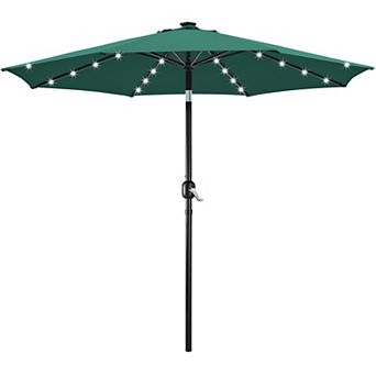10FT LED Lighted Patio Umbrella Solar Tilt Crank Outdoor