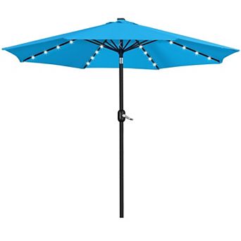 11ft Solar LED Patio Umbrella Pool Deck UV Waterproof