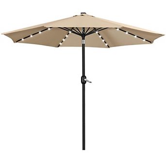 11ft Solar LED Patio Umbrella Pool Deck UV Waterproof