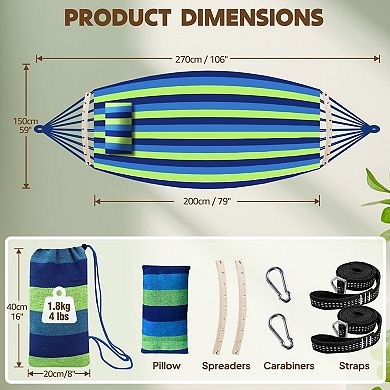 Hammock Portable set Camping Tree Spreader Bar Webbing Carabiner Indoor Outdoor Garden Yard