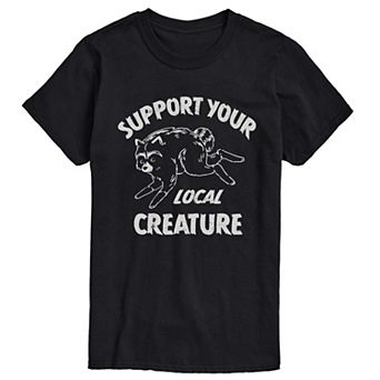 Men's "Support Your Local Creature" Jimothy the Raccoon Short Sleeve Graphic T-Shirt