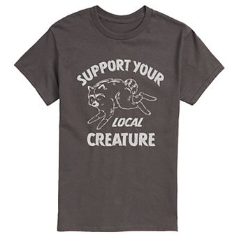 Men's "Support Your Local Creature" Jimothy the Raccoon Short Sleeve Graphic T-Shirt