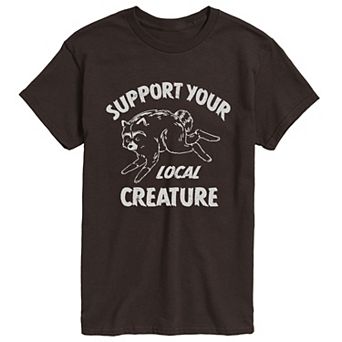 Men's "Support Your Local Creature" Jimothy the Raccoon Short Sleeve Graphic T-Shirt