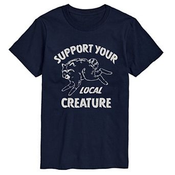 Men's "Support Your Local Creature" Jimothy the Raccoon Short Sleeve Graphic T-Shirt