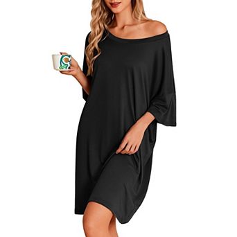 Women Oversized Sleep Shirt Short Sleeve Nightshirt Dress Sleepwear