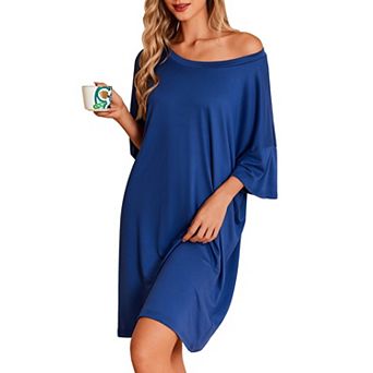 Women Oversized Sleep Shirt Short Sleeve Nightshirt Dress Sleepwear