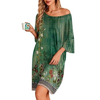 Women Oversized Sleep Shirt Short Sleeve Nightshirt Dress Sleepwear
