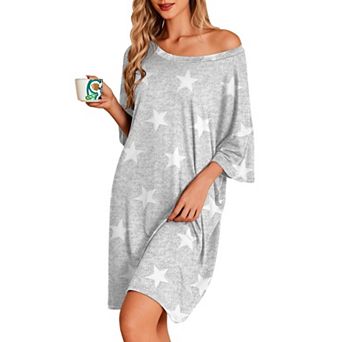 Women Oversized Sleep Shirt Short Sleeve Nightshirt Dress Sleepwear