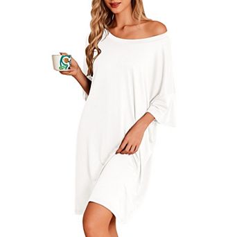 Women Oversized Sleep Shirt Short Sleeve Nightshirt Dress Sleepwear