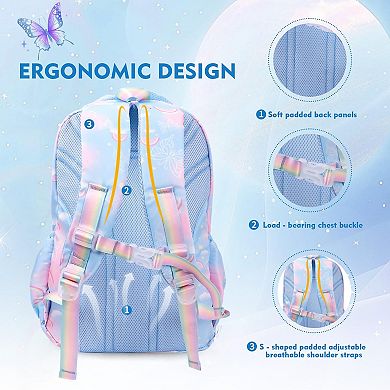 Rainbow Aesthetic Multifunctional backpack set student backpack
