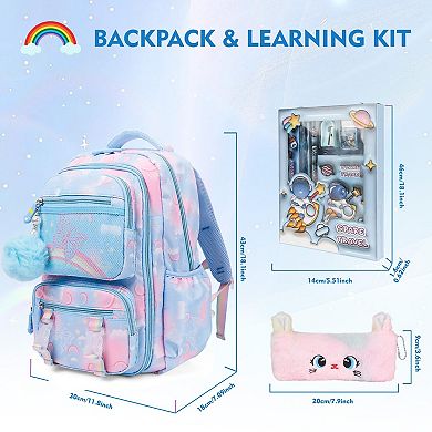 Rainbow Aesthetic Multifunctional backpack set student backpack