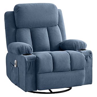 Merax Swivel Rocker Recliner Chair with Vibration Massage and Heat for Living Room