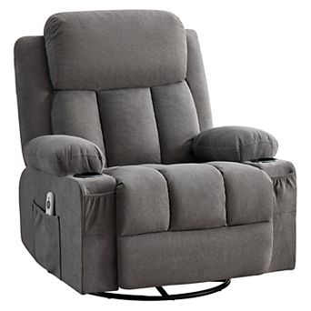 Merax Swivel Rocker Recliner Chair with Vibration Massage and Heat for Living Room