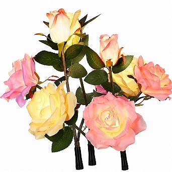 3 Pack Solar Rose Lights Outdoor Waterproof 2 Modes Garden Patio Decor