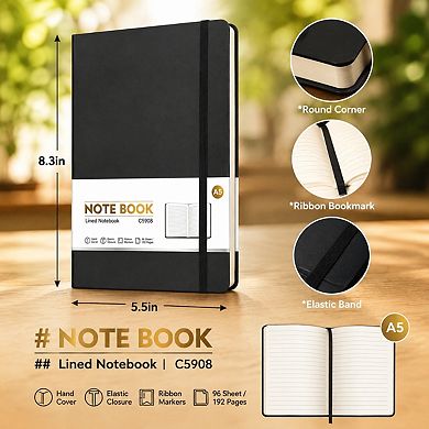 5.5x8.3 Inch College Ruled Hardcover Lined Journal Bulk 8 Pack
