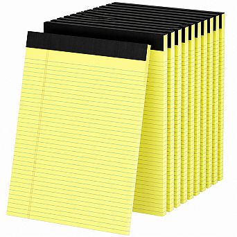 12 Pack Yellow Legal Pads College Ruled 30 Sheets Perforated Smooth Writing